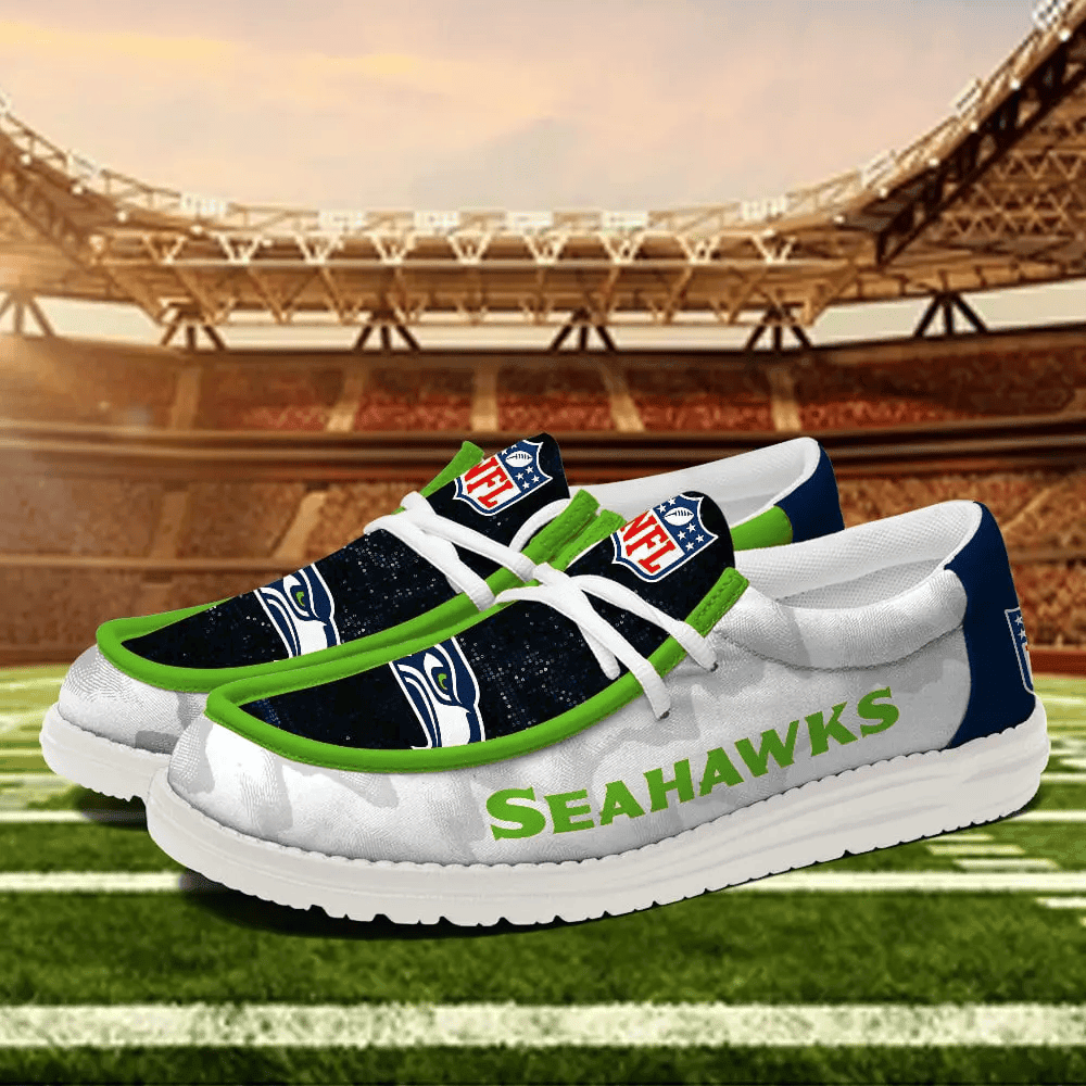 Seattle Seahawks Moccasin Slippers - Hey Dude Shoes Style AZCHDUDE245