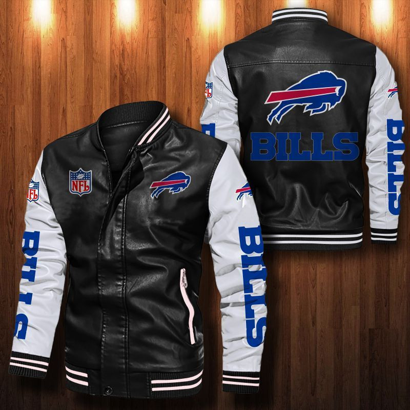 Signature Series Leather Jacket — Plush Sherpa Lining Buffalo Bills HVKE1011