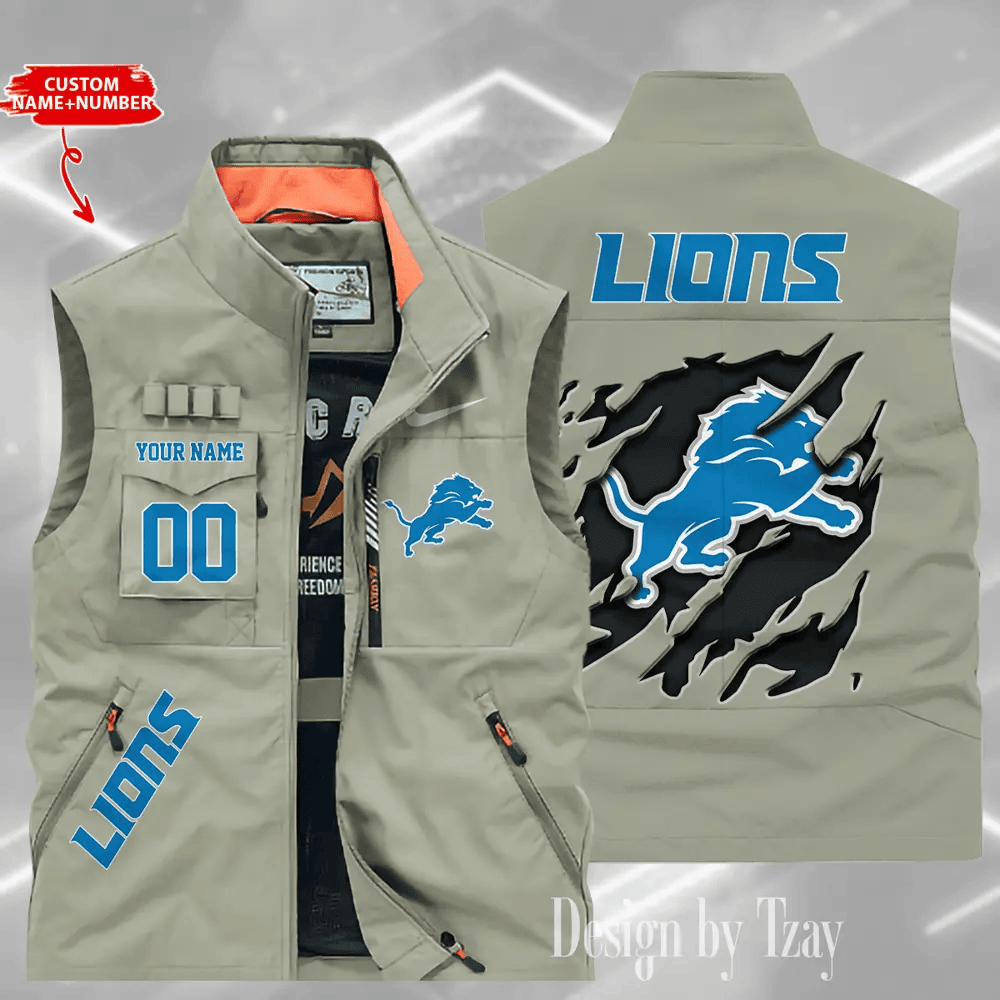 Detroit Lions Sleeveless Jacket Multicolor S9SLJK076