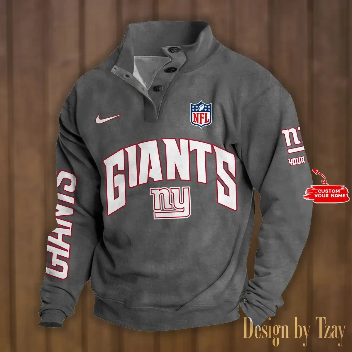 New York Giants Premium Stand-Collar Game-Day Pullover - Engineered Warmth & Personalized Name S9DBSCH056