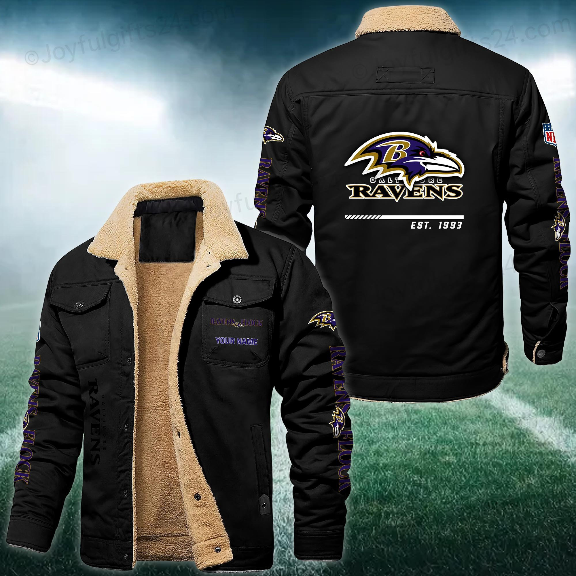 Baltimore Ravens FLEECE BOMBER JACKET Custom name 10043895N