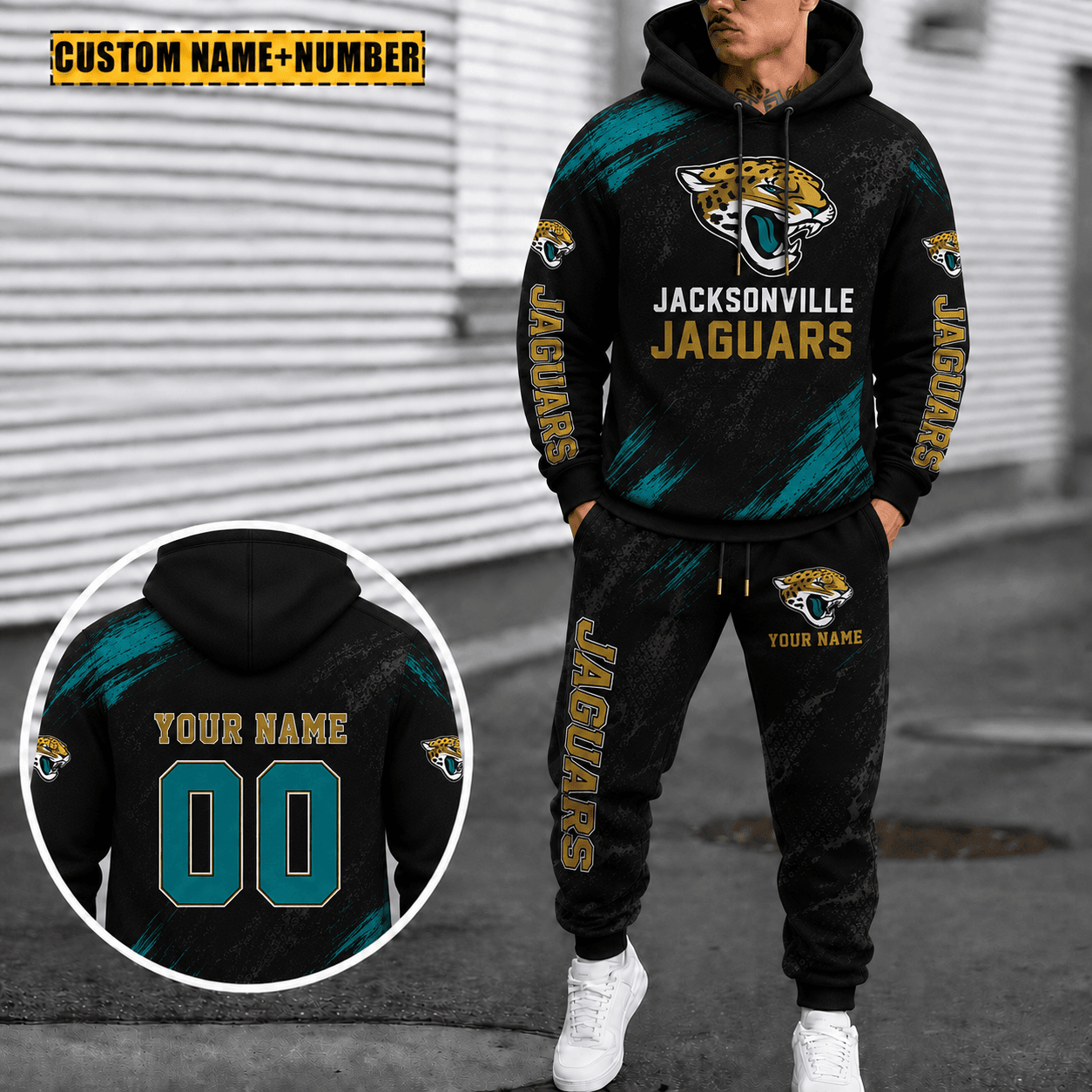 Jacksonville Jaguars Personalized Combo Hoodie And Sweatpants Gift For Fan VA1057