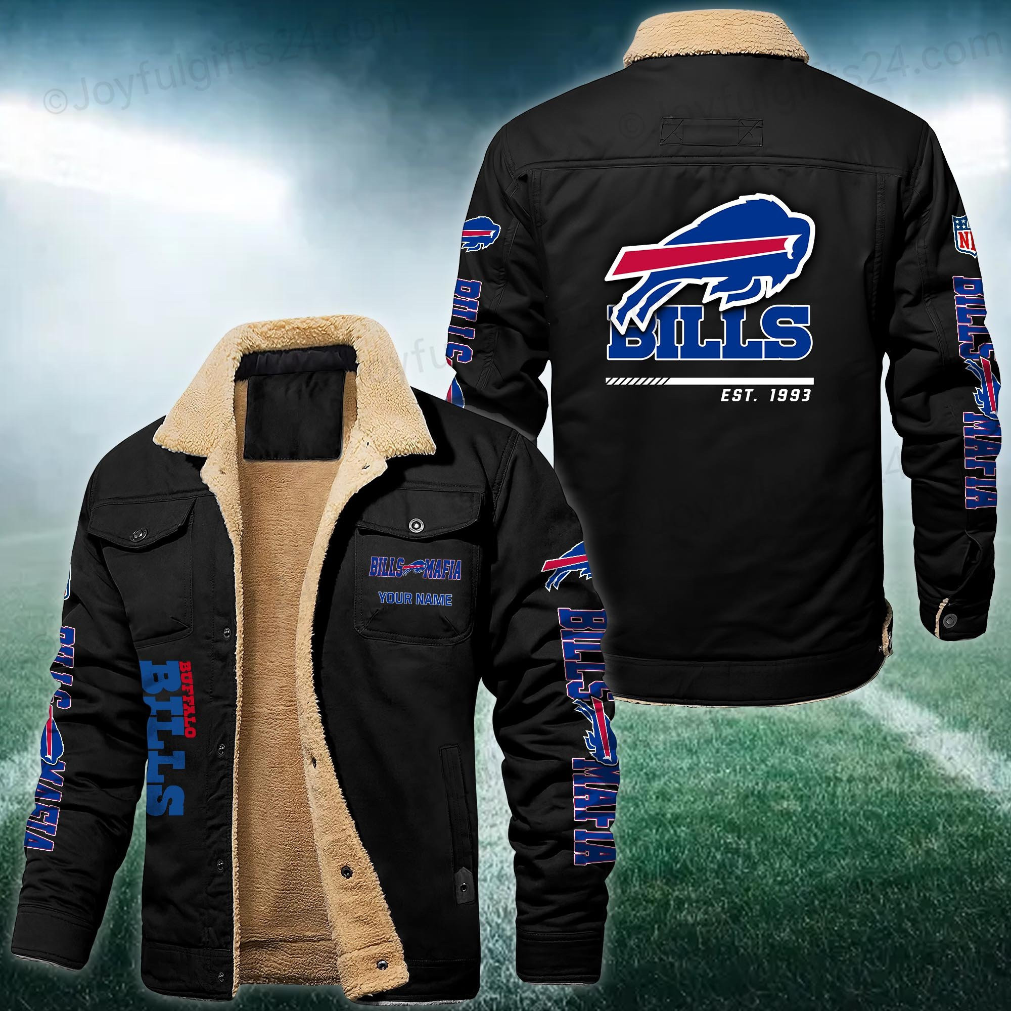 Buffalo Bills FLEECE BOMBER JACKET Custom name 10043895N