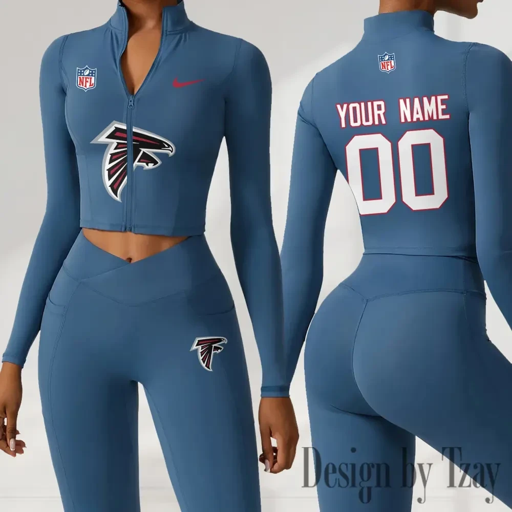 Atlanta Falcons Women Activewear Set 2 Piece Crop Jacket and High Waist Leggings SPTZSTW200