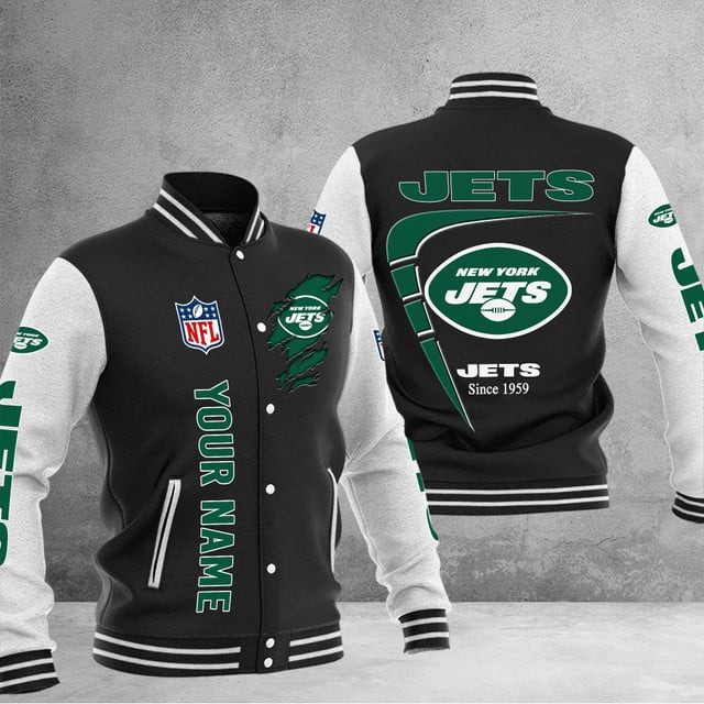 New York Jets Custom Multicolors Button Jacket CJ42