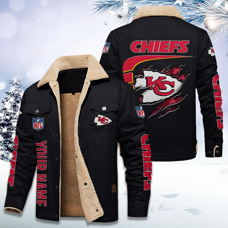 Kansas City Chiefs Personalized Sherpa Fleece Trucker Jacket DMHL1033