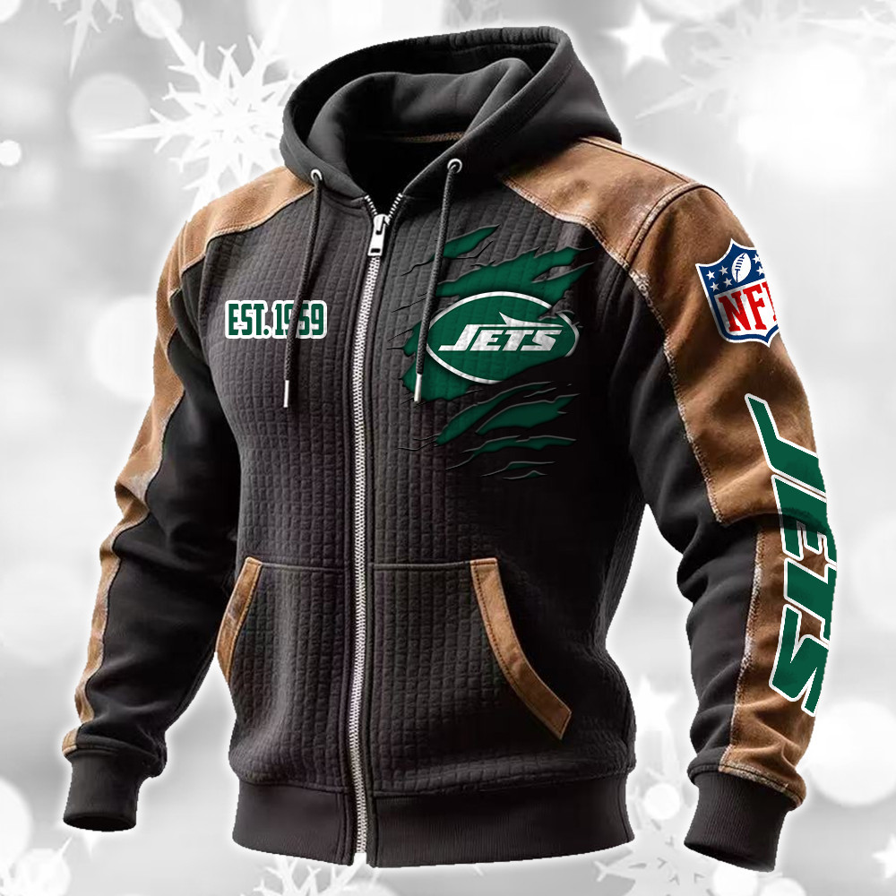 New York Jets Waffle Full-Zip Fleece Hoodie DMAG0025