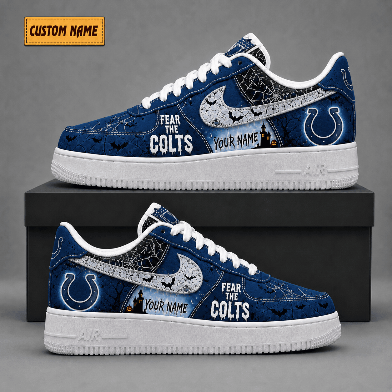 Indianapolis Colts | Premium NFL Fear The Team Halloween AF1 Sneakers - VA323511