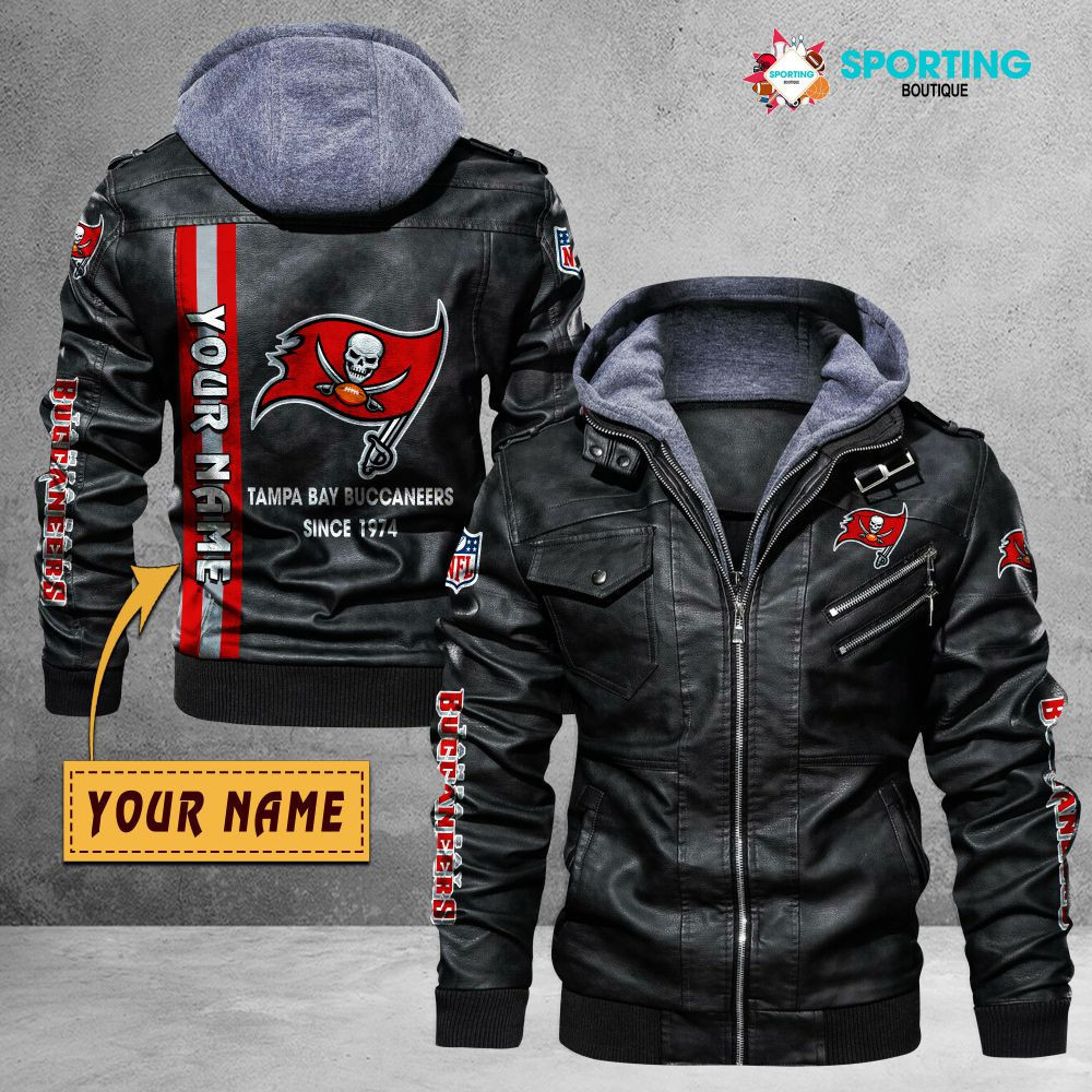 Tampa Bay Buccaneers VITC9039 – Premium & Ultra-Thick Leather Jacket with Fleece Hood