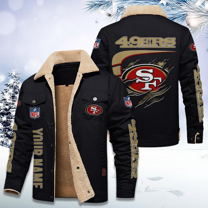 San Francisco 49ers Personalized Sherpa Fleece Trucker Jacket DMHL1045