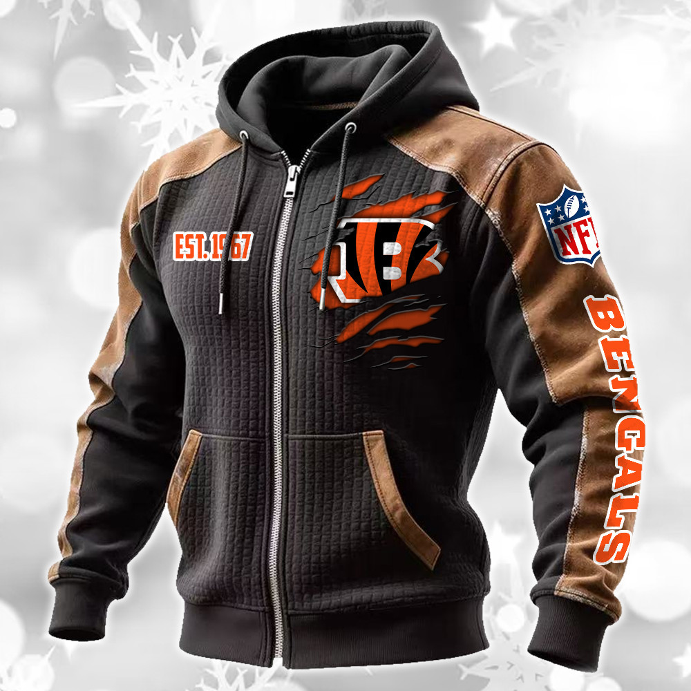 Cincinnati Bengals Waffle Full-Zip Fleece Hoodie DMAG0007