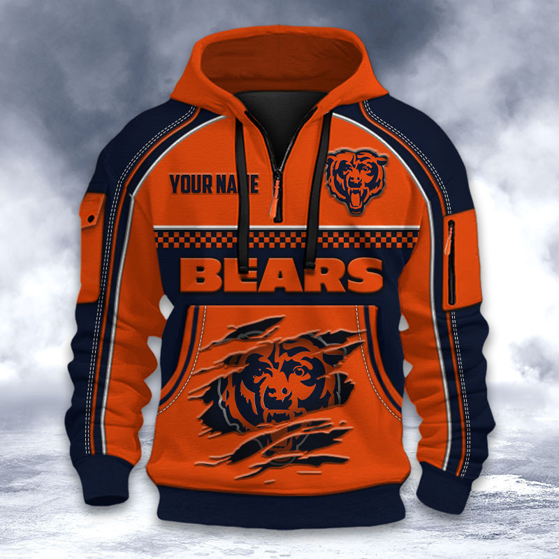 Chicago Bears DMHT2592 3D Half-zip Hoodie