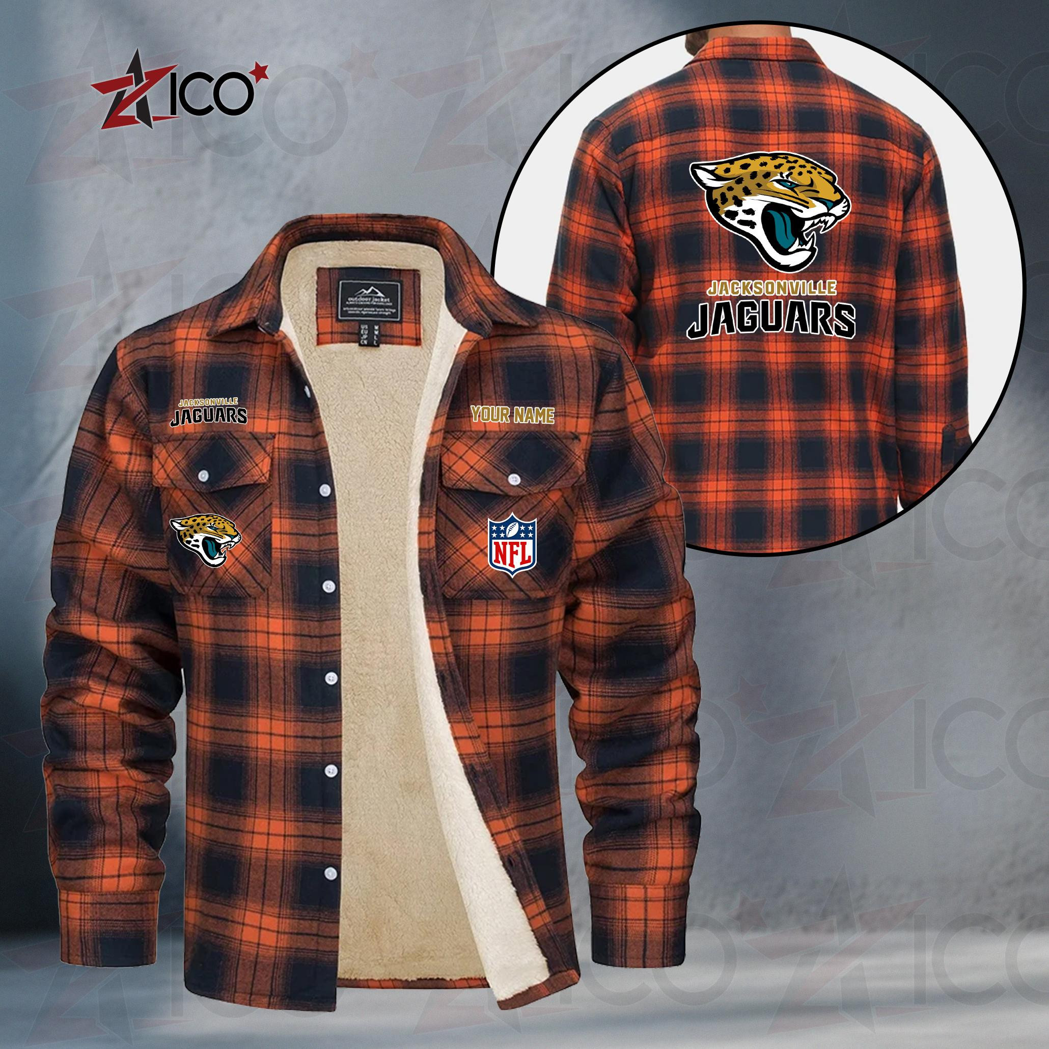 Jacksonville Jaguars Fleece Flannel Plaid Jacket TG47