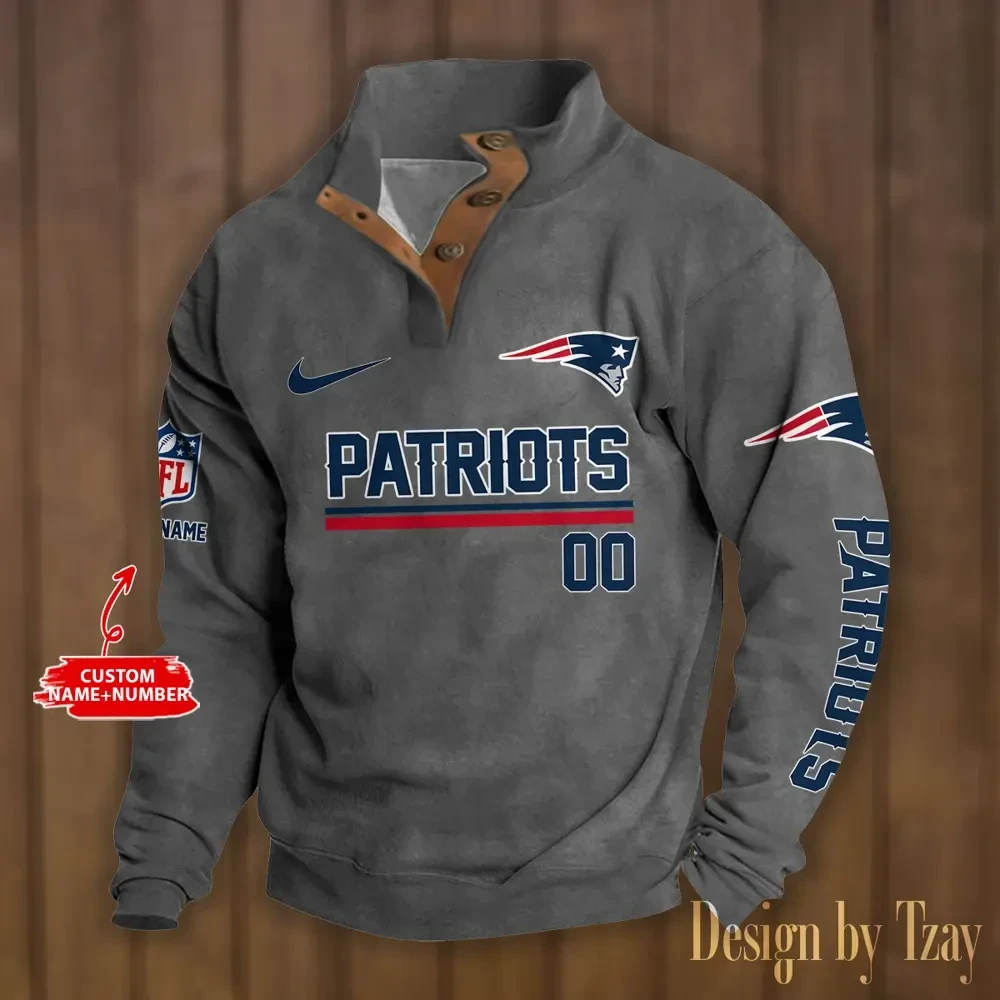 New England Patriots Premium Stand-Collar Game-Day Pullover - Engineered Warmth & Personalized Name S9DBSCH086