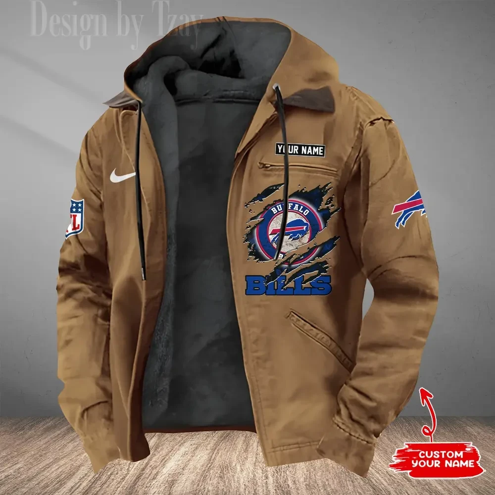 Buffalo Bills Men's Casual Padded Jacket Hooded Trending 2026 SPTPJH165