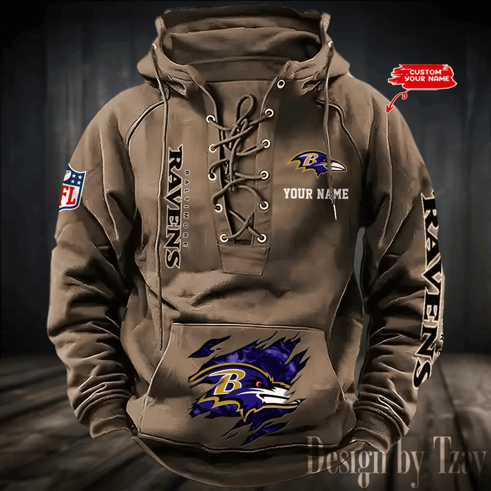 SPTS9HLUH099-Baltimore Ravens Men's Hooded Lace-up Hoodie