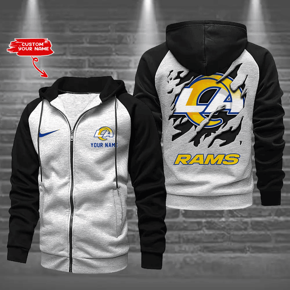 Los Angeles Rams Zip-Up Color Block Hoodie ANZ2DZH169