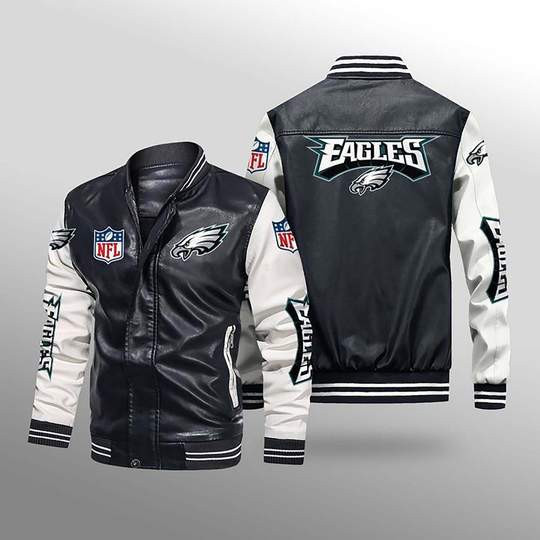 Philadelphia Eagles Leather Jacket Gift for fans - HomeFavo34