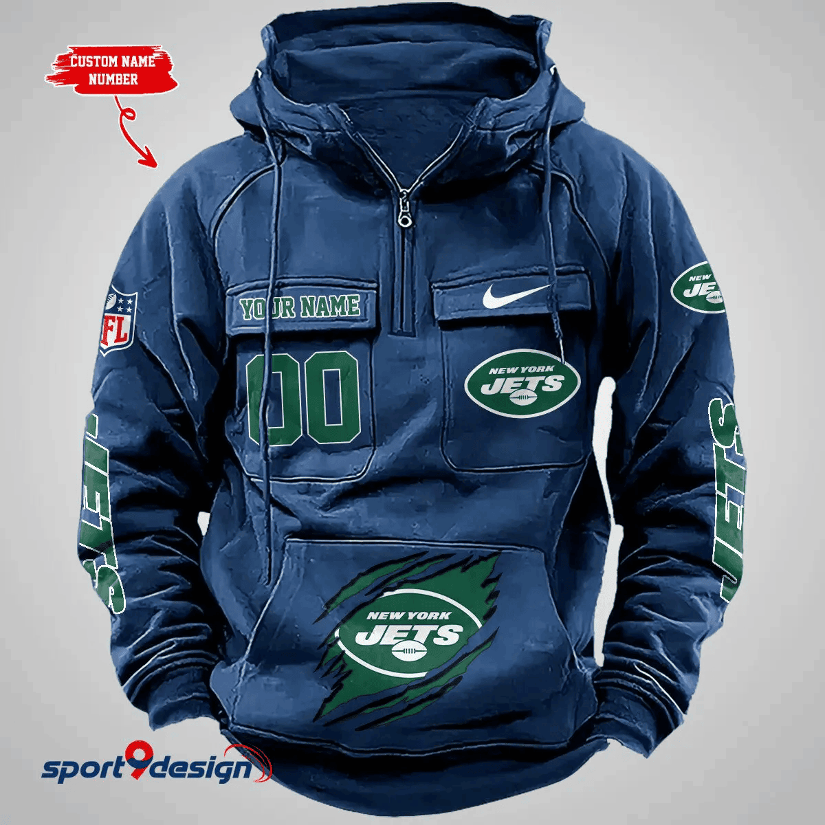 New York Jets Vintage Men Hoodie AZVMHD154