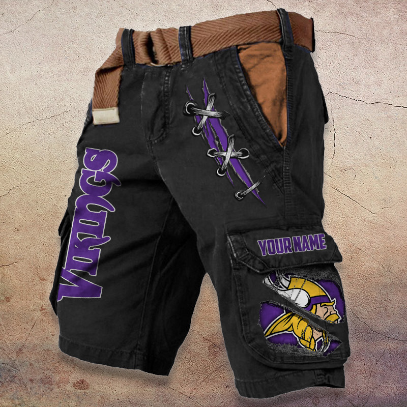 Minnesota Vikings Pocket Print Cargo Shorts (Belt Not Included) S9MCS150