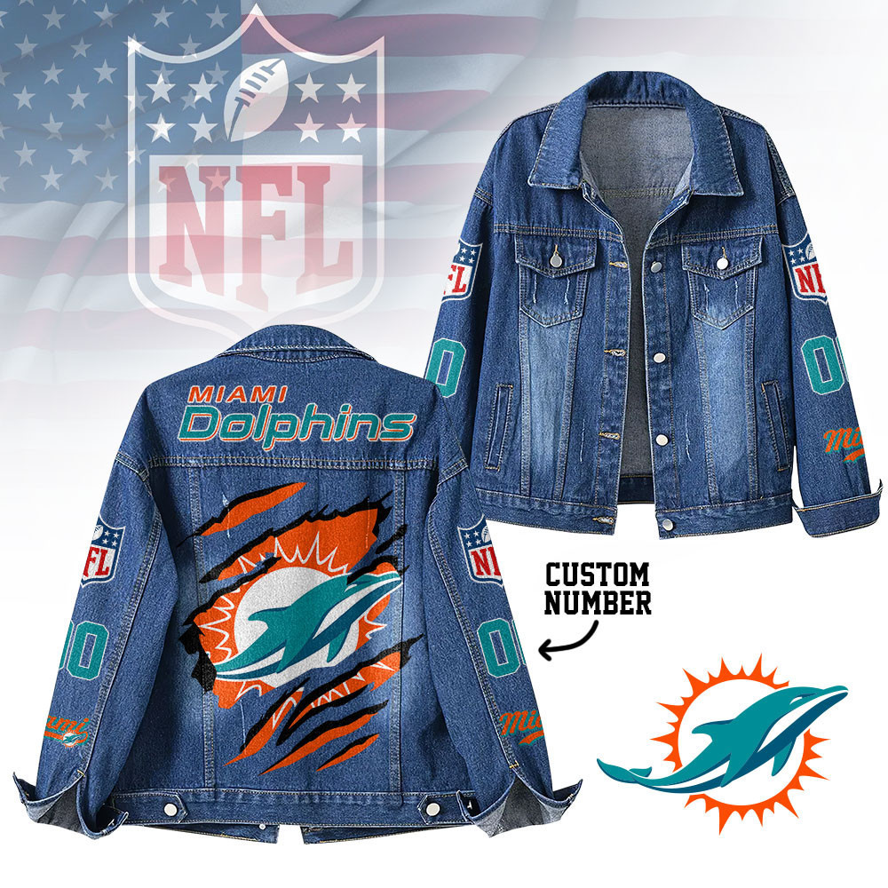 Miami Dolphins | Premium Iconic Streetwear Denim Jacket NTH1