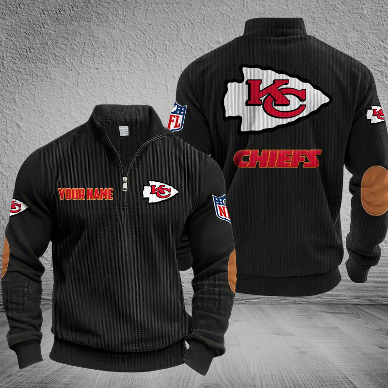 Kansas City Chiefs DMSH0284 Stand Collar Half-zip Sweatshirt Multicolor