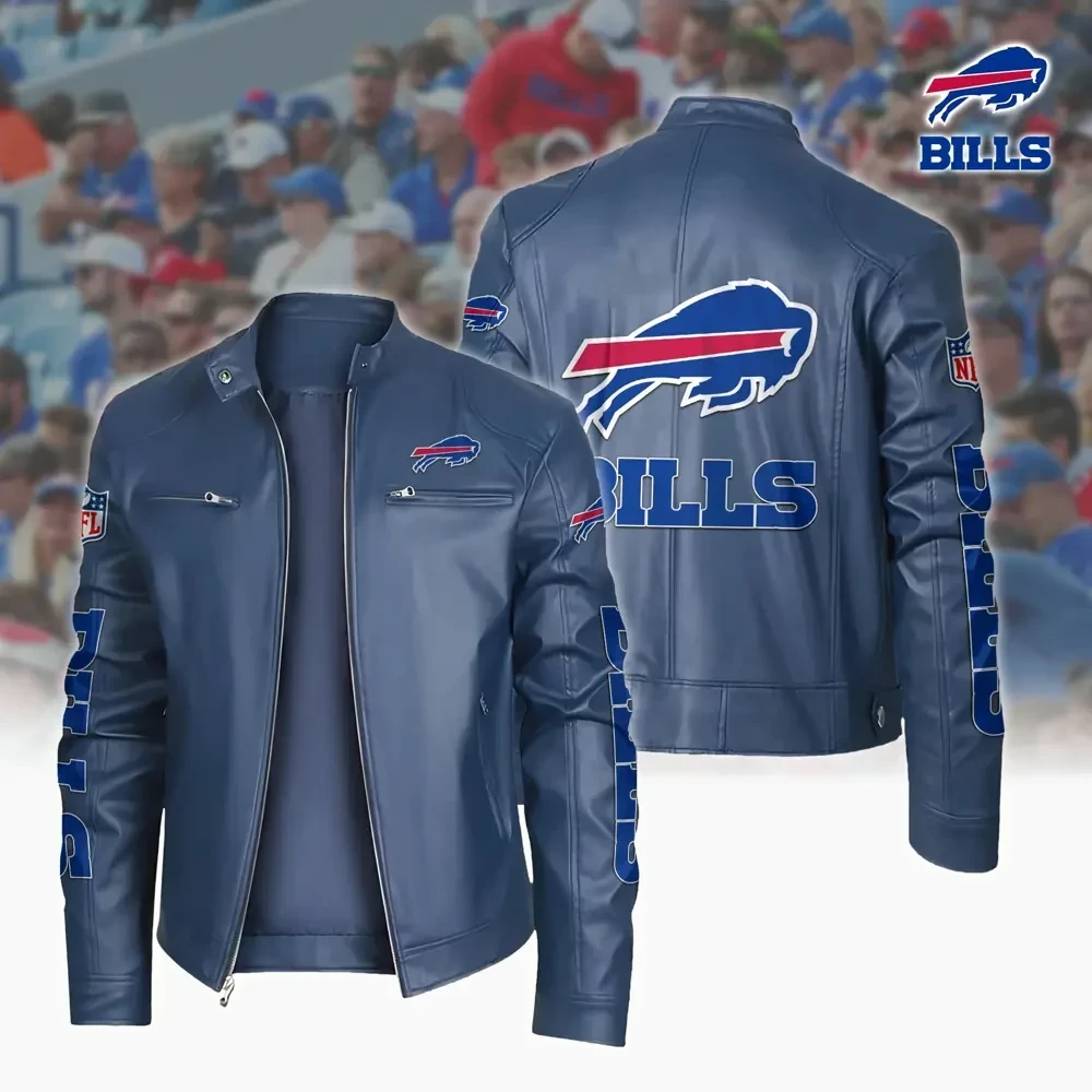 Ultra-Premium Leather Jacket Dual Zip Chest— Buffalo Bills SPTSLJ004
