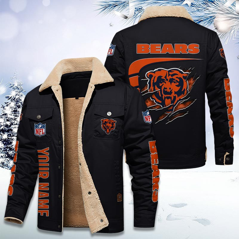 Chicago Bears Personalized Sherpa Fleece Trucker Jacket DMHL1023