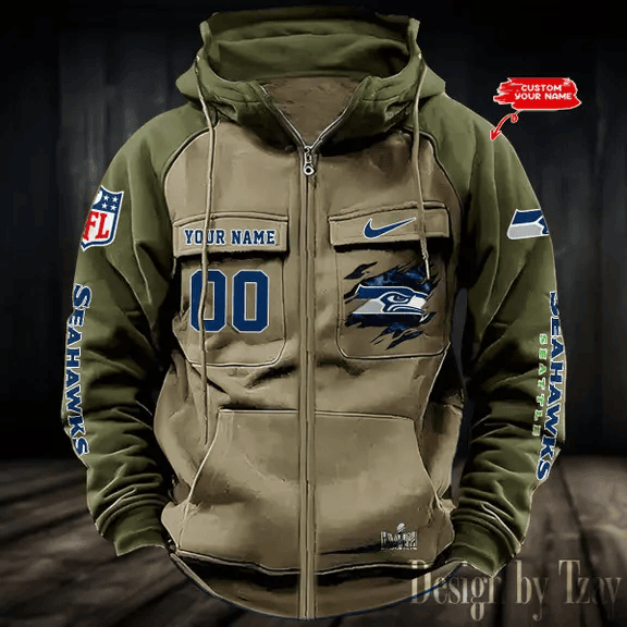 9SMCZVHD061-Seattle Seahawks Zip-Vintage Hoodies