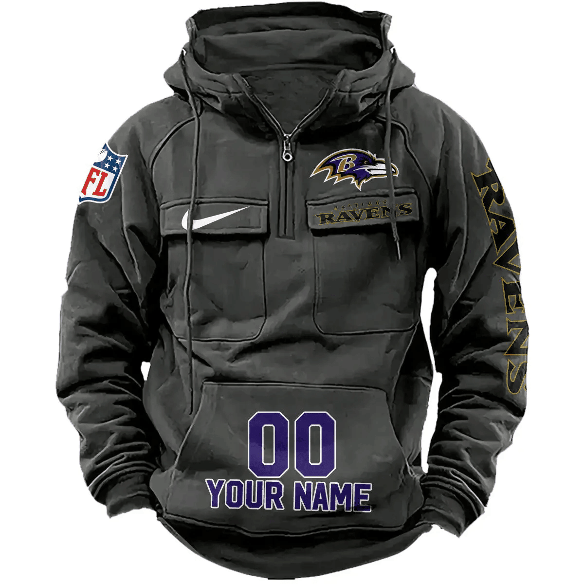 Baltimore Ravens Vintage Men Hoodie AZVMHD064