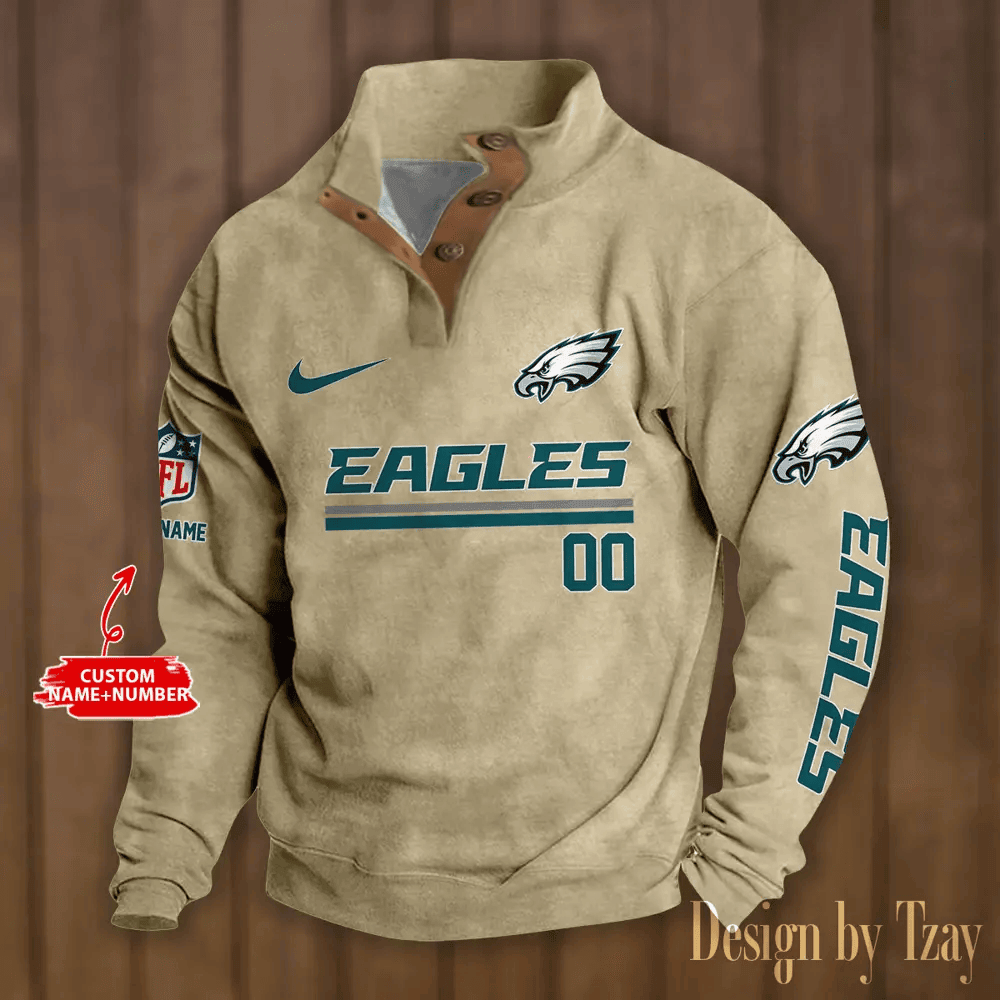 Philadelphia Eagles Premium Stand-Collar Game-Day Pullover - Engineered Warmth & Personalized Name S9DBSCH090