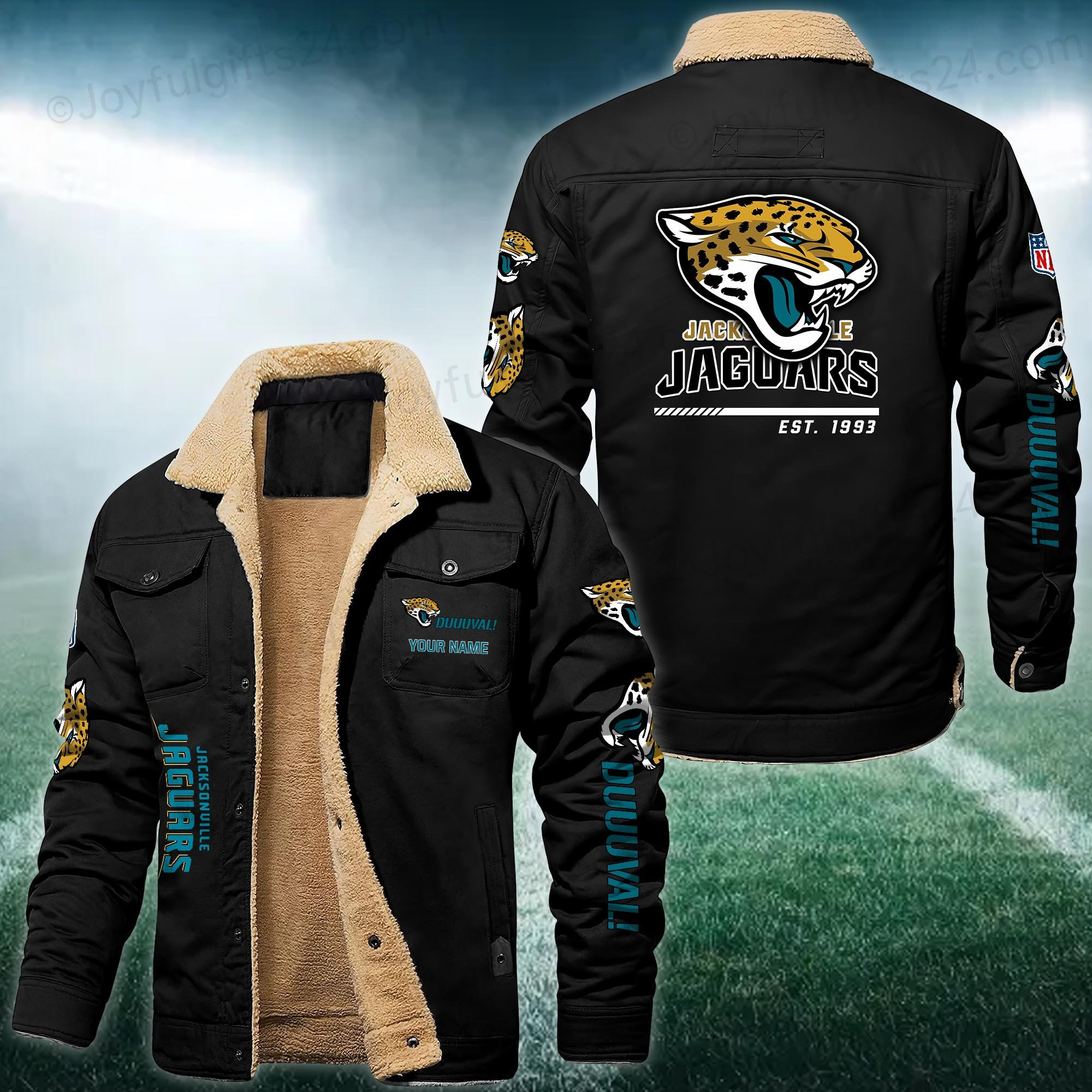 Jacksonville Jaguars FLEECE BOMBER JACKET Custom name 10043895N