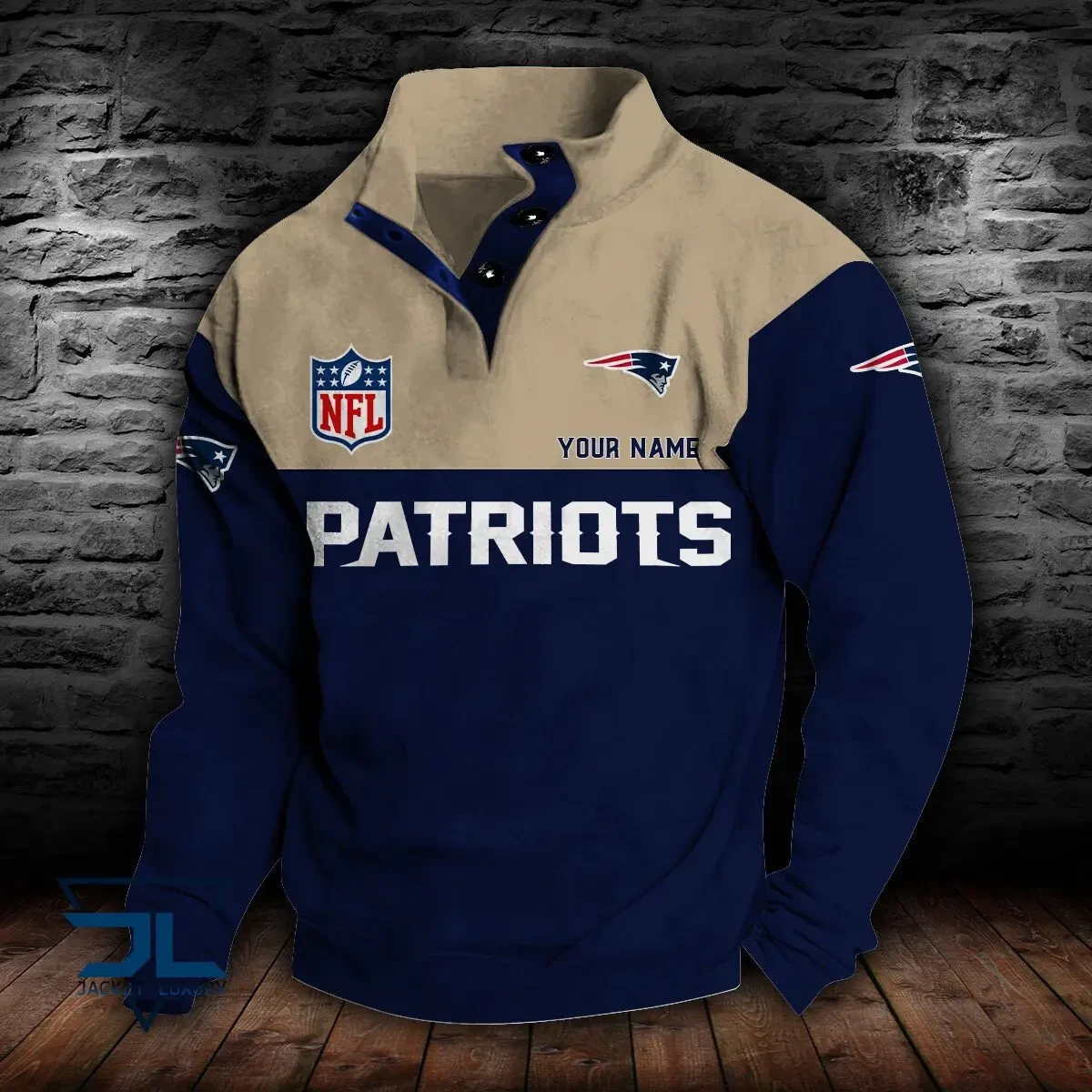 New England Patriots Premium Stand-Collar Game-Day Pullover - Engineered Warmth & Personalized Name S9DBSCH022