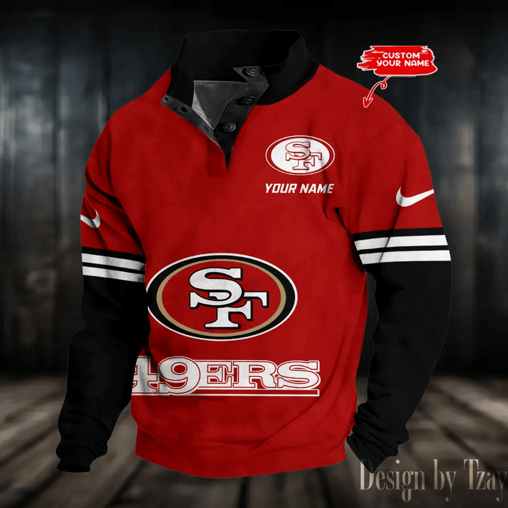 San Francisco 49ers NFL Premium Stand-Collar Game-Day Pullover - Engineered Warmth & Personalized Name S9DBSCH676