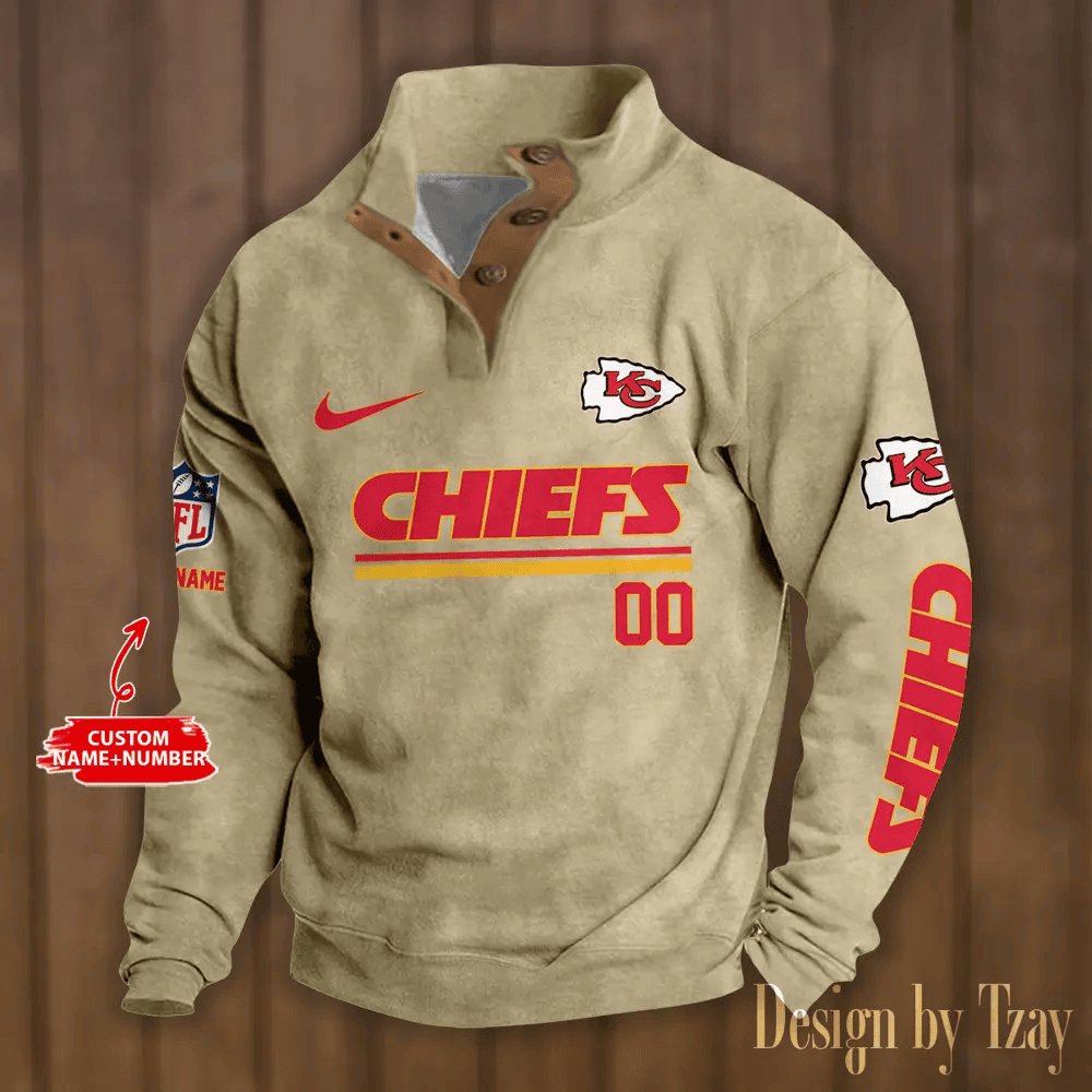 Kansas City Chiefs Premium Stand-Collar Game-Day Pullover - Engineered Warmth & Personalized Name S9DBSCH080