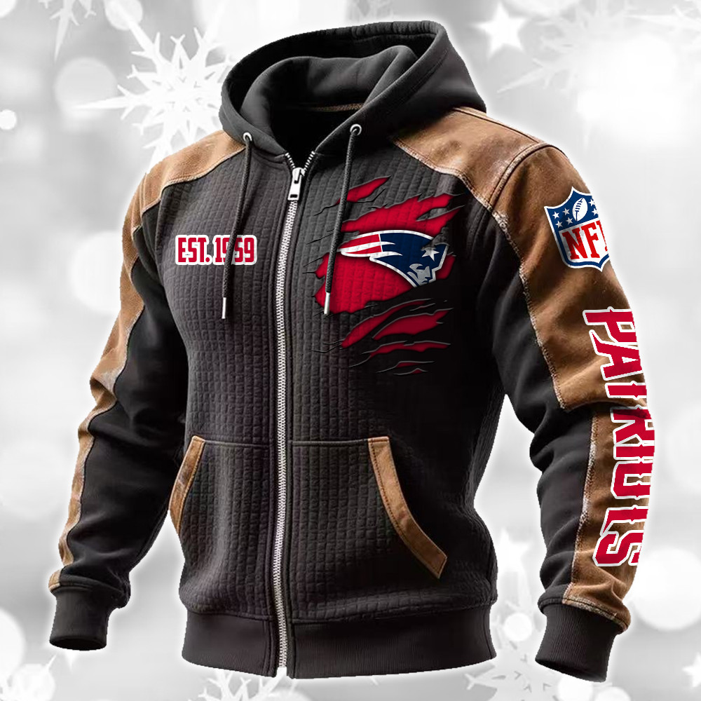 New England Patriots Waffle Full-Zip Fleece Hoodie DMAG0022