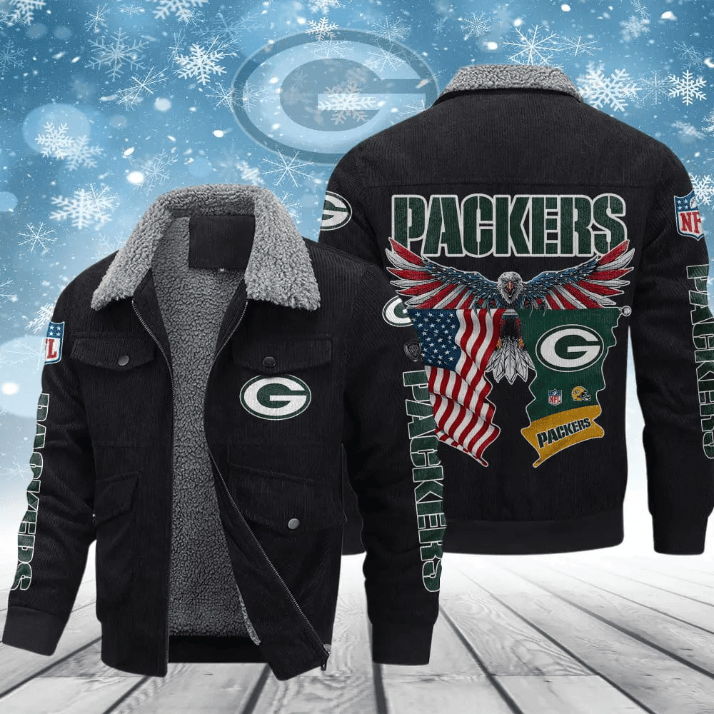 Green Bay Packers VITCJ084 Men’s Thickened Corduroy Jacket