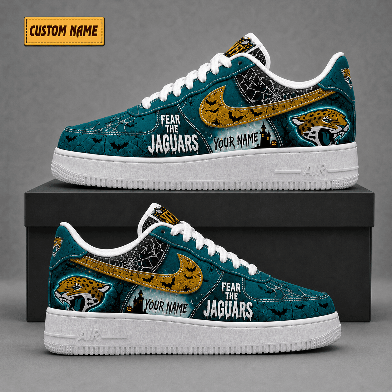 Jacksonville Jaguars | Premium NFL Fear The Team Halloween AF1 Sneakers - VA323523