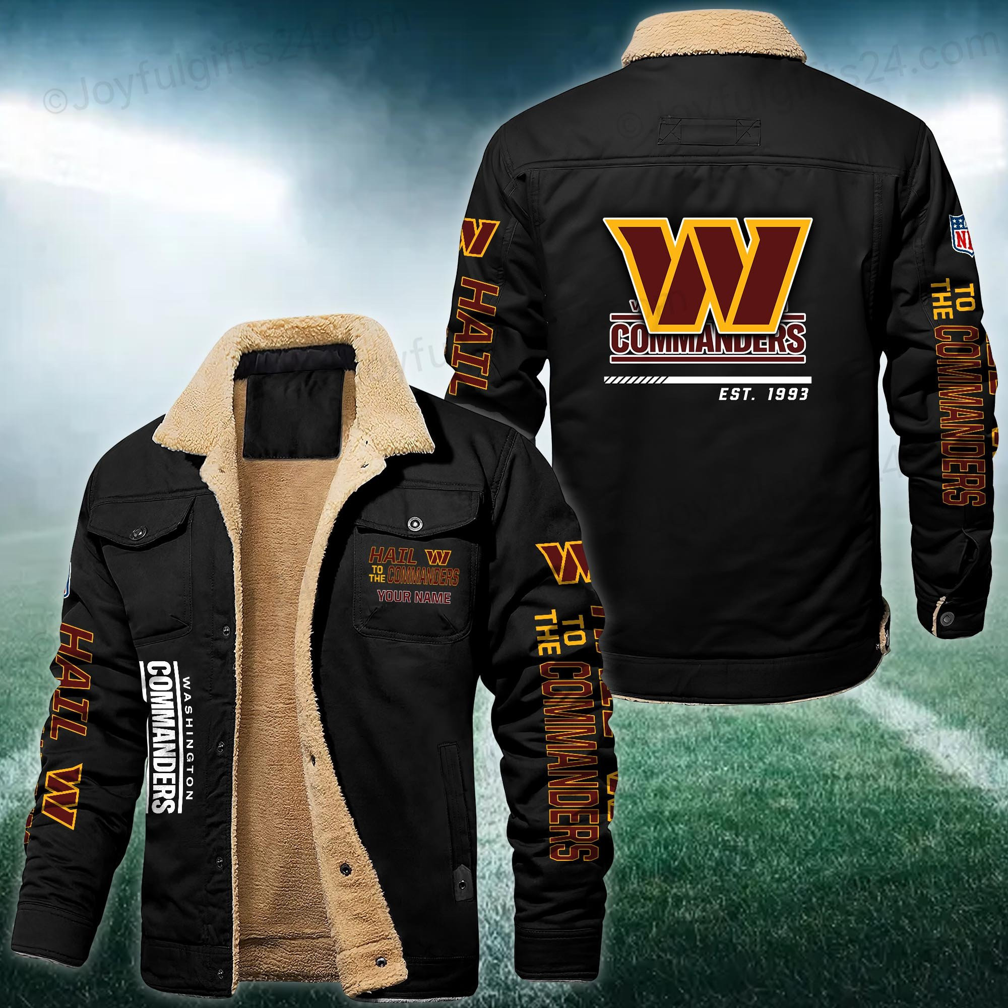Washington Commanders FLEECE BOMBER JACKET Custom name 10043895N