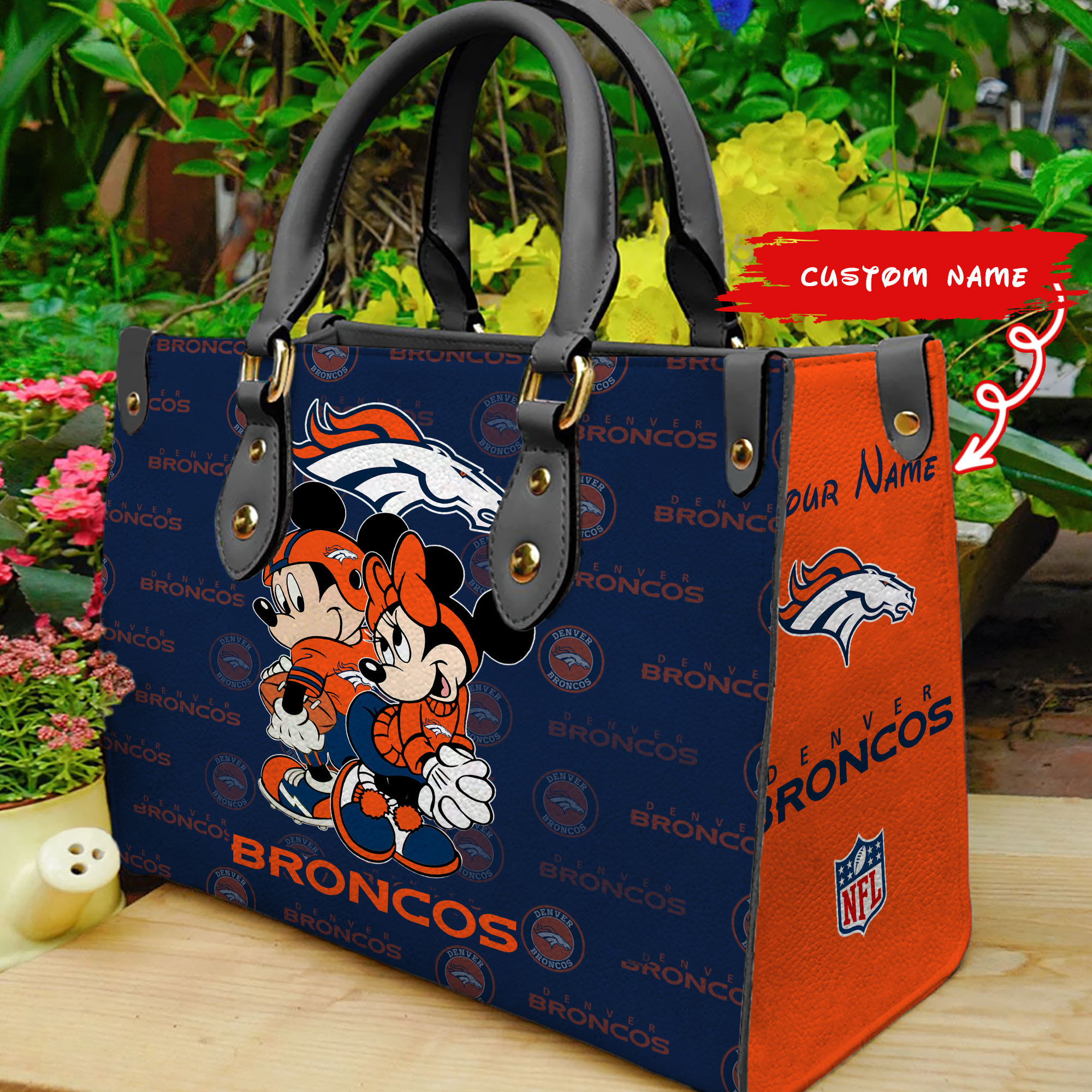 Denver Broncos Personalized Leather Hand Bag BB89