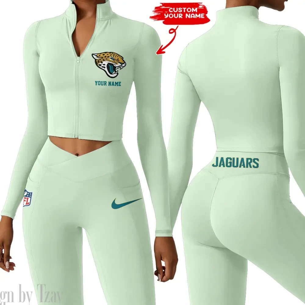 Jacksonville Jaguars Zipper Sports Top Women Gym Long Sleeve for Fitness SPTZSTW015