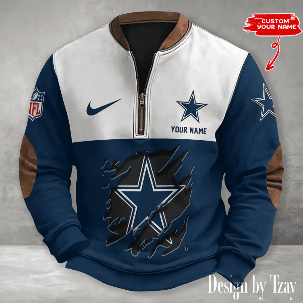S9MPZNS118-Dallas Cowboys Premium Personalized Game-Day Quarter-Zip