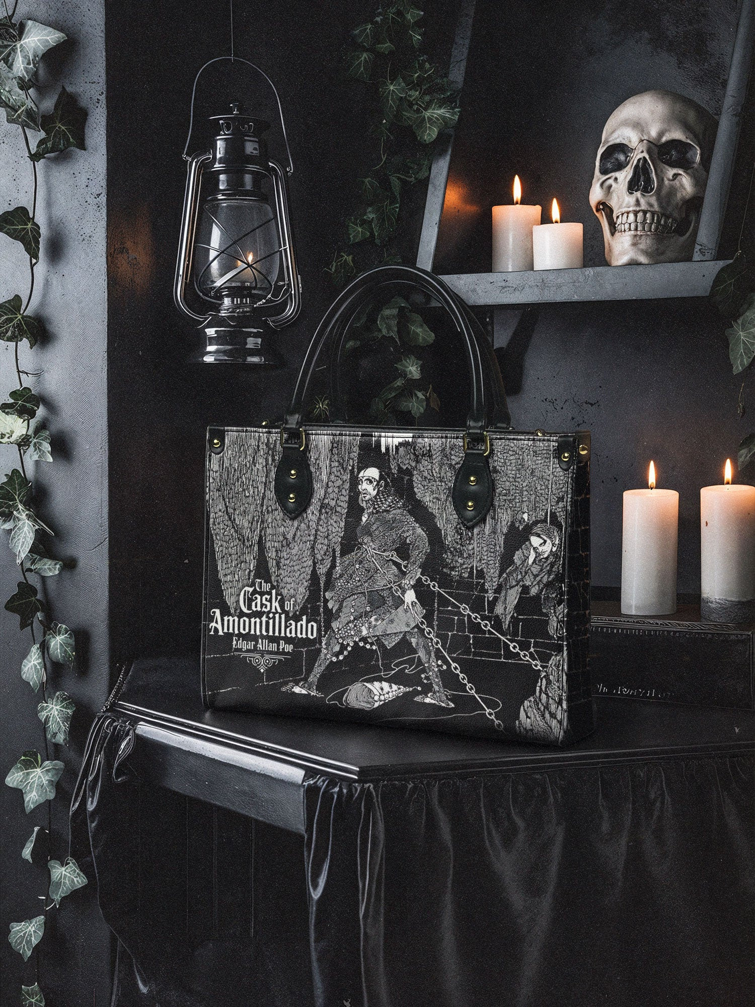 "The Cask Of Amontillado" Leather Handbag
