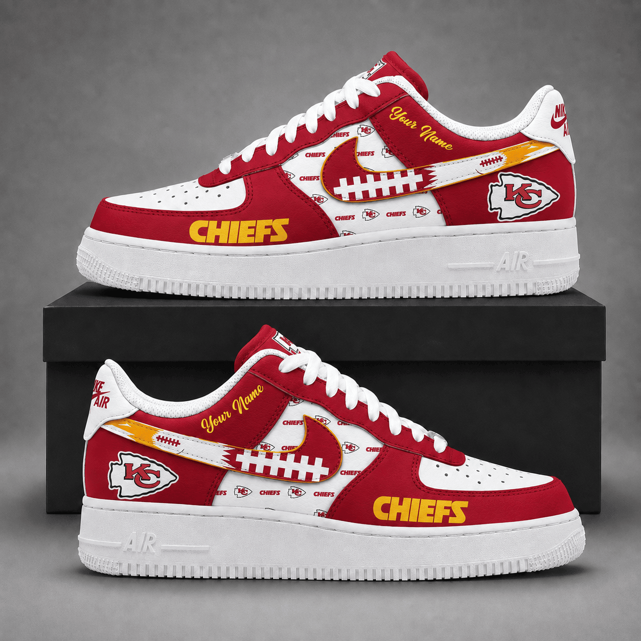 Kansas City Chiefs | Premium NFL Fear The Team AF1 Sneakers Personalized - VA37423