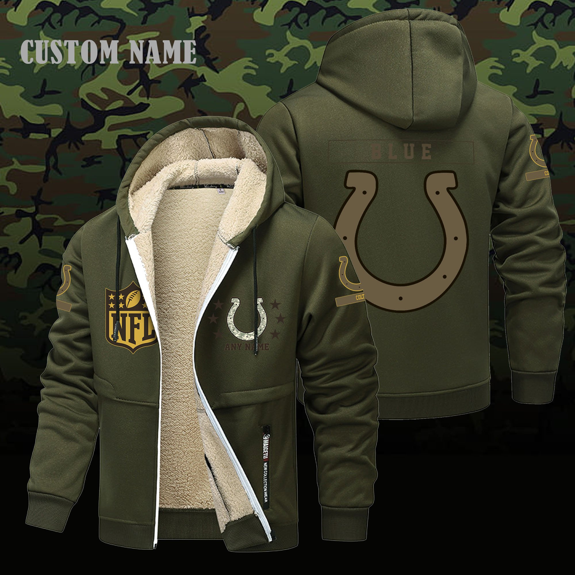 Indianapolis Colts NFL-Lamb Fleece Thick Coat- Custom name 10154094N