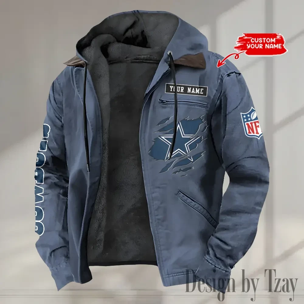 Dallas Cowboys Men's Casual Padded Jacket Hooded trending 2026 SPTPJH009