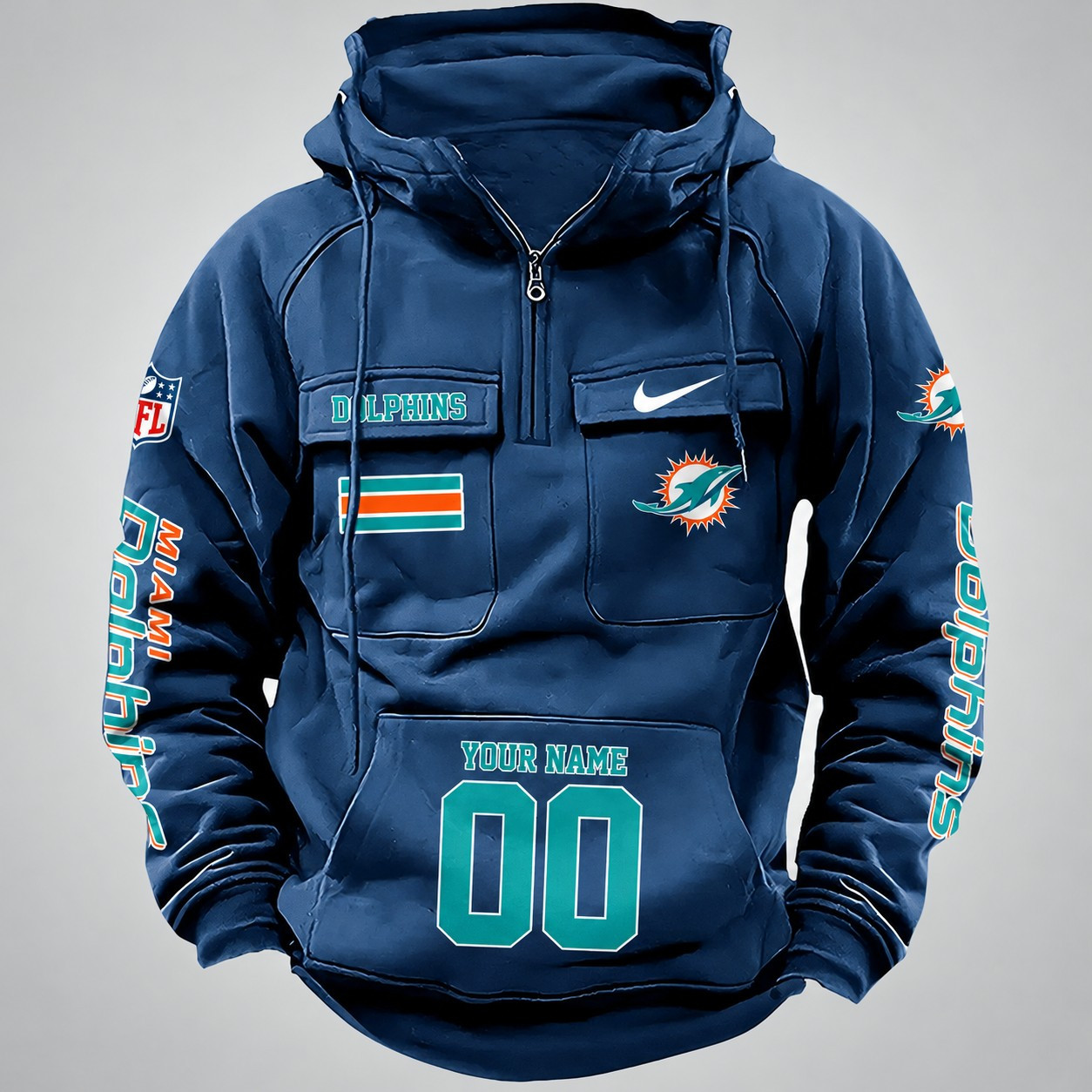 Miami Dolphins Vintage Men Hoodie DV2 AZVMHD399