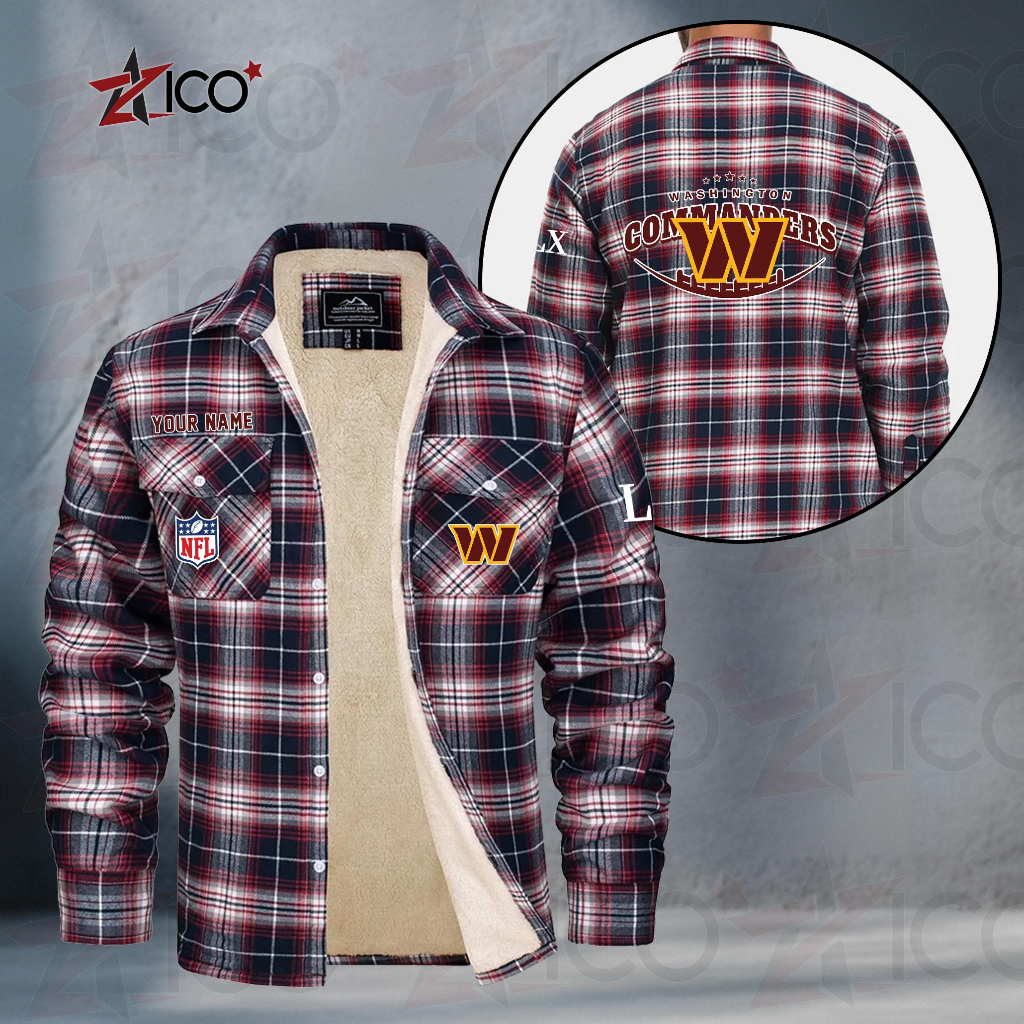 Washington Commanders Fleece Flannel Plaid Jacket MN32
