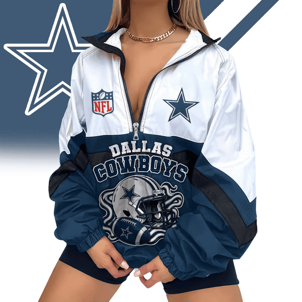 Dallas Cowboys | Premium NFL Championship Vibe V-Neck Zipper Sweatshirt Jackets NTH1