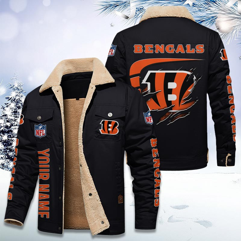 Cincinnati Bengals Personalized Sherpa Fleece Trucker Jacket DMHL1024